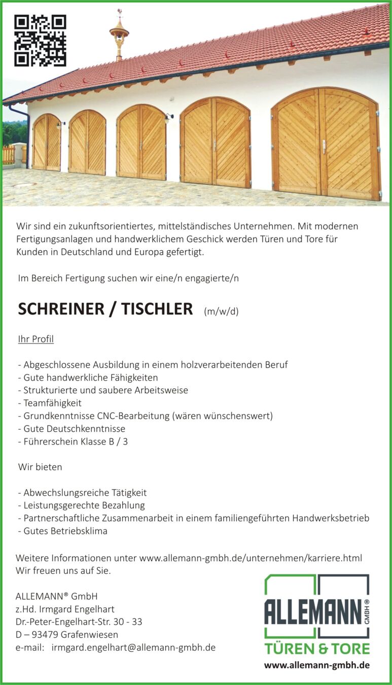 Schreiner / Tischer gesucht