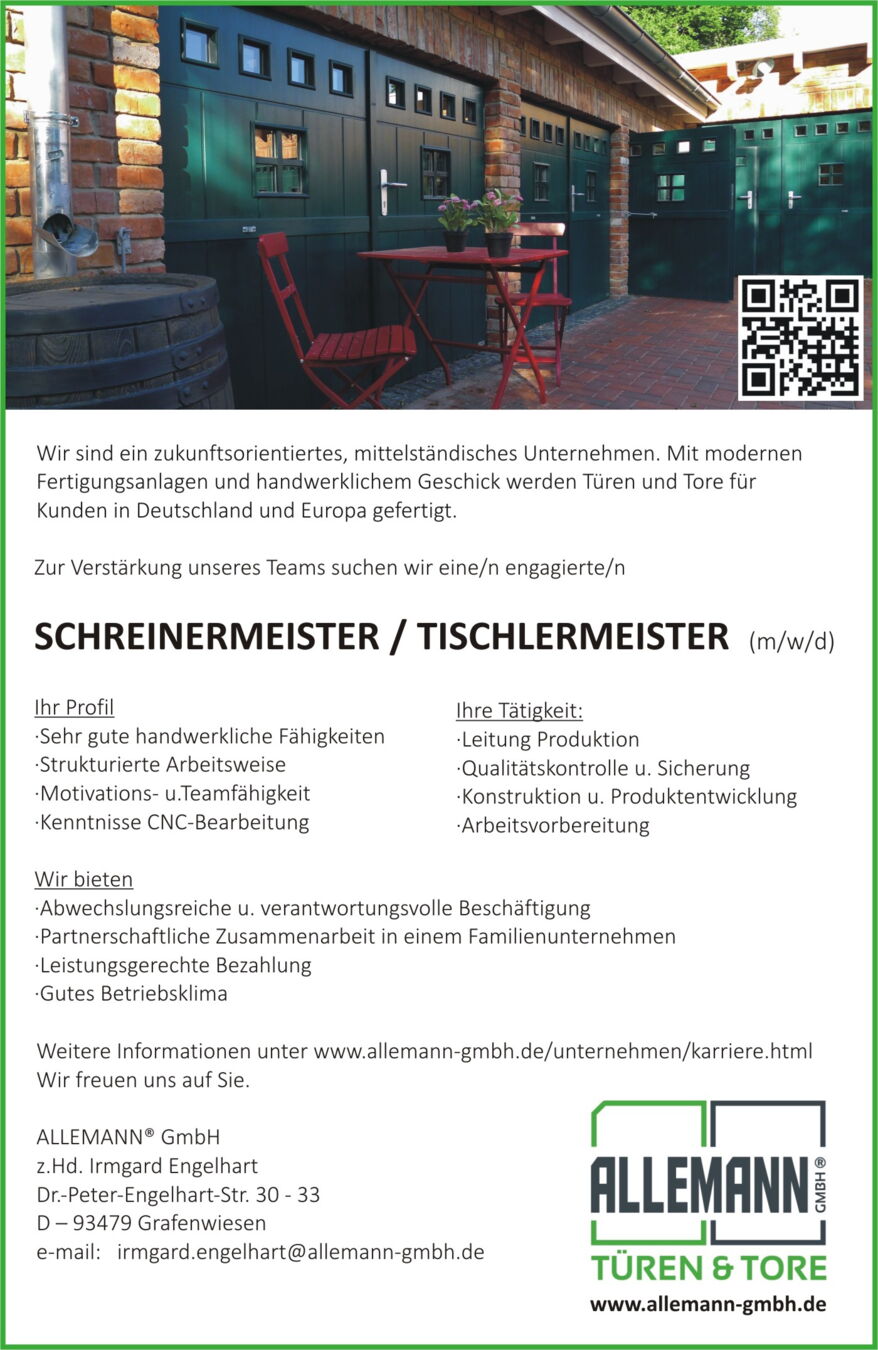 Schreinermeister gesucht